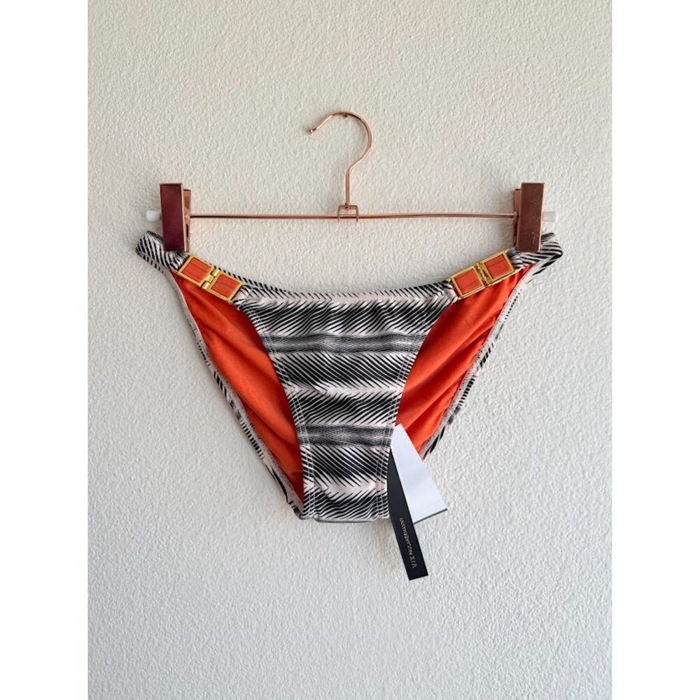 ViX Nankin Detail Full Low Rise Bikini Bottoms Black White & Orange size XS NWT